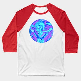 Blue Wise Afro King Baseball T-Shirt